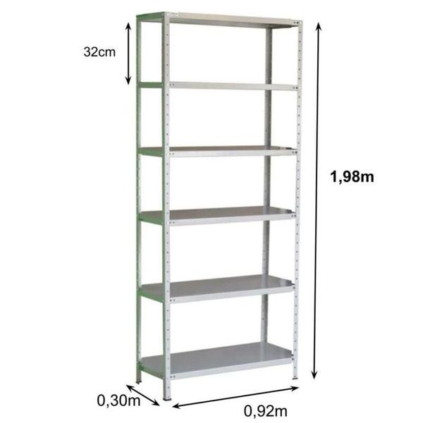 Imagem de Estante de Aço com 06 Bandejas 30 cm ( 26/20)  1,980,920,30m  AMAPA  11101