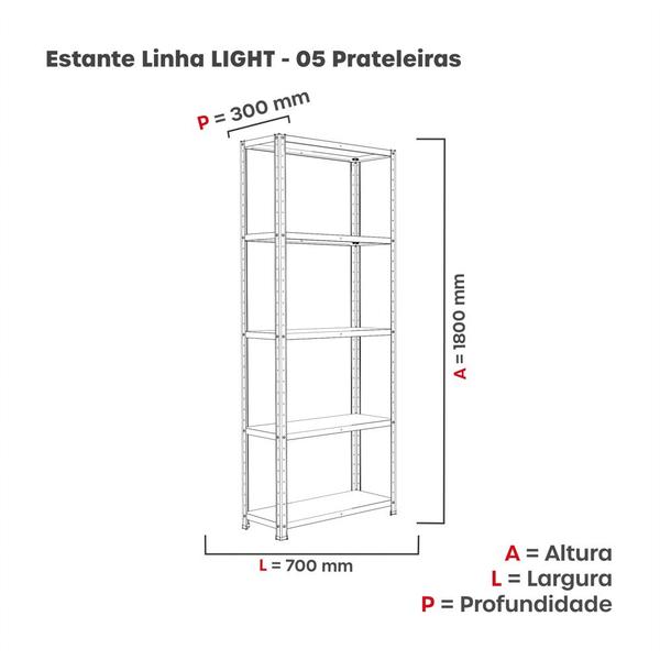 Imagem de Estante de Aço com 5 Prateleiras Linha Light 1,80 M Azul Dali