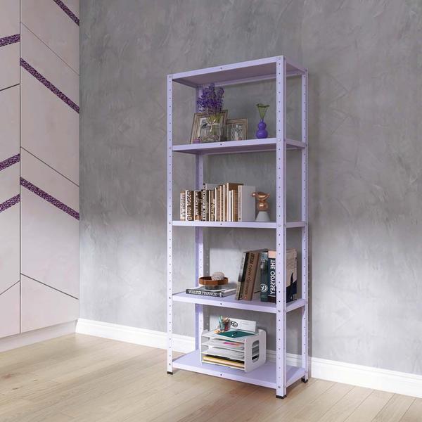 Estante de Aço com 5 Prateleiras Linha Light 1,80 M Lílas - Pandin Imagem de Estante de Aço com 5 Prateleiras Linha Light 1,80 M Lílas