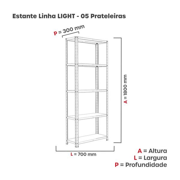 Estante de Aço com 5 Prateleiras Linha Light 1,80 M Lílas - Pandin Imagem de Estante de Aço com 5 Prateleiras Linha Light 1,80 M Lílas