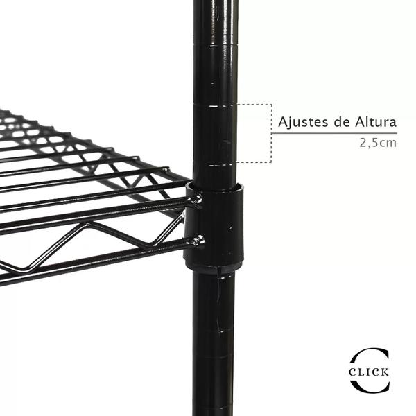 Imagem de Estante De Aço Preta Com 3 Prateleiras Organizadora Ajustável 48x60x42