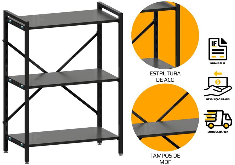 Estante De Aço Resistente Modular 61x84cm - Dicarlo Imagem de Estante De Aço Resistente Modular 61x84cm - Dicarlo