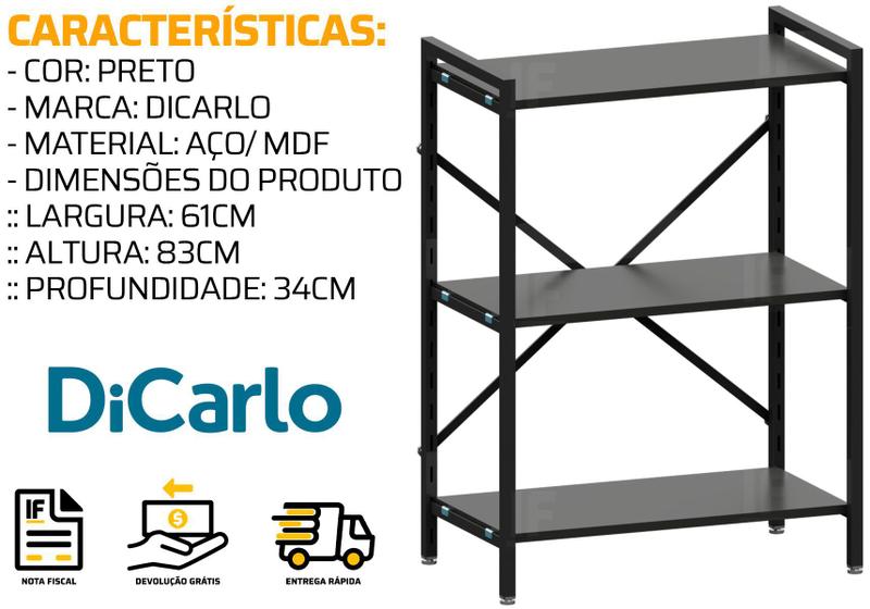 Estante De Aço Resistente Modular 61x84cm - Dicarlo Imagem de Estante De Aço Resistente Modular 61x84cm - Dicarlo