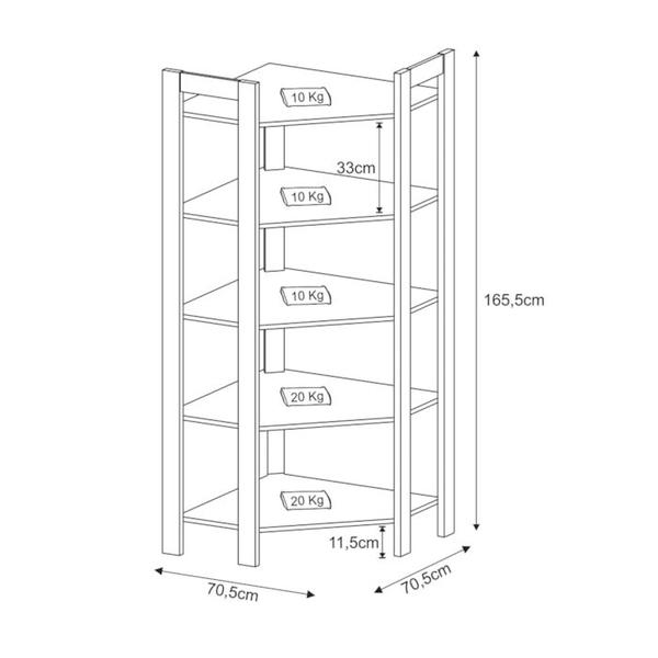 Imagem de Estante De Canto Closet Multiuso AZ1020 Preto Nogal Tecno Mobili