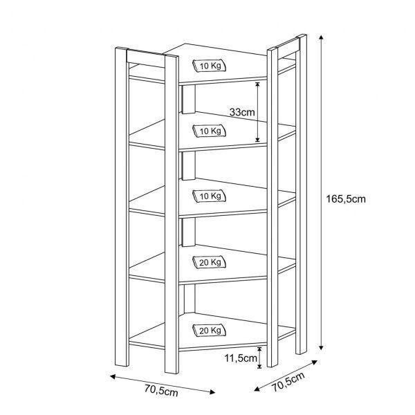 Imagem de Estante de Canto Multiuso 70,5cmx165,5cm Az1020 Tecno Mobili