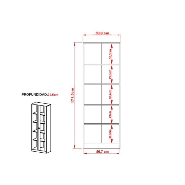 Imagem de Estante de Escritório ME4115 c/ 2 Portas c/ Vidro Rústico - Tecno Mobili