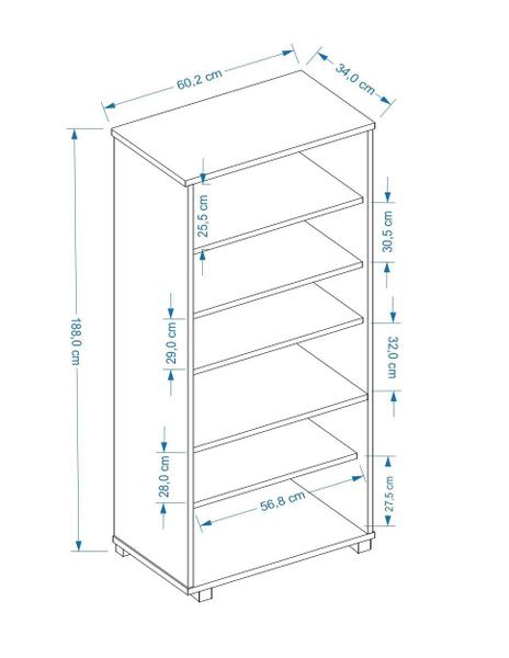 Imagem de Estante De Livro Office 5 Prateleiras Avelã E Portas Preto