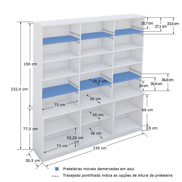 Imagem de Estante De Livros 6 Portas 12 Prateleiras Grand Reggia Preto - Moville