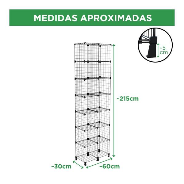 Imagem de Estante de Livros Aramado 14 Nichos Prateleira Alta 215cm Branco