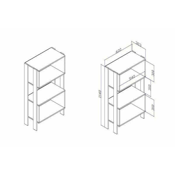 Imagem de Estante de Livros RT3092 c/ 2 Nichos Rustico/Preto - Movelbento