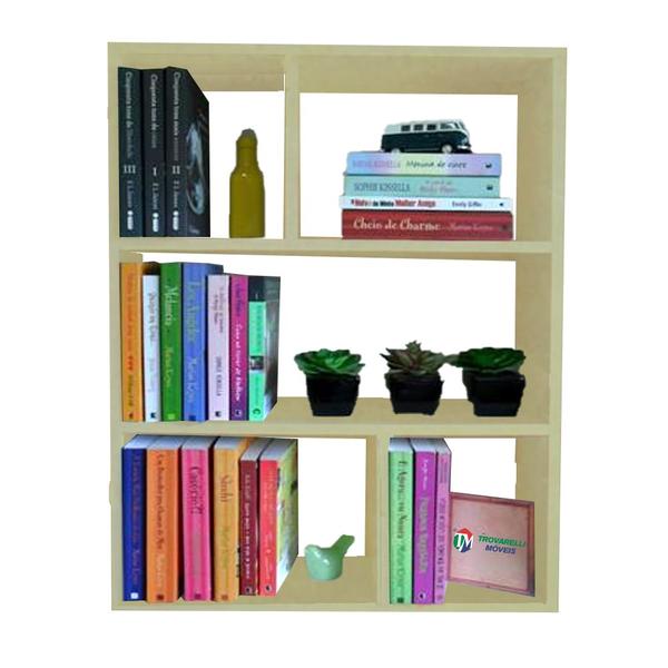 Imagem de Estante De Parede Multiuso Decoração Livros Natural Em Mdf F031