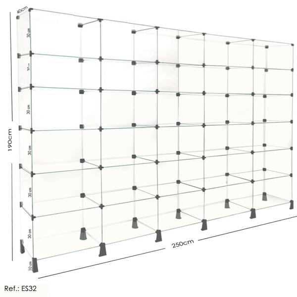 Imagem de Estante de Vidro Modulado - 2,50 x 1,90 x 0,40