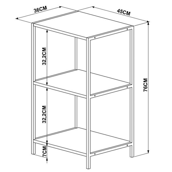 Imagem de Estante Decorativa Baixa Estilo Industrial Steel Quadra 27867 Vermont Base Preta - Artesano