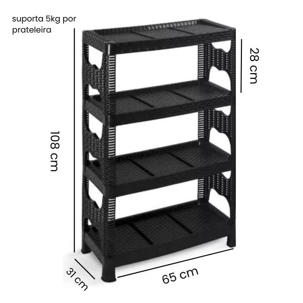 Imagem de Estante Design Moderno modular Plástica Preta 4 Prateleiras