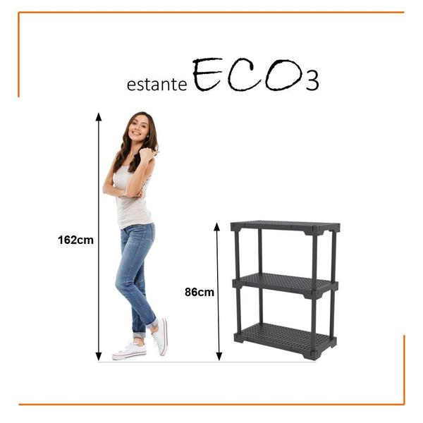 Imagem de Estante Eco Multiuso Organizador 3 Prateleiras Modulares 86cm