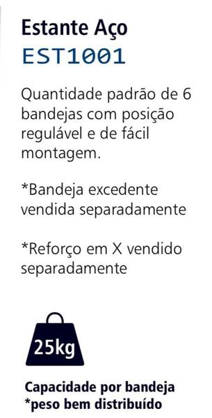 Estante em Aço Padrão 6 Bandejas Reguláveis 1,98x0,92x0,22m Chapa de 28/20 cor Cinza Moveis Realce Imagem de Estante em Aço Padrão 6 Bandejas Reguláveis 1,98x0,92x0,22m Chapa de 28/20 cor Cinza Moveis Realce