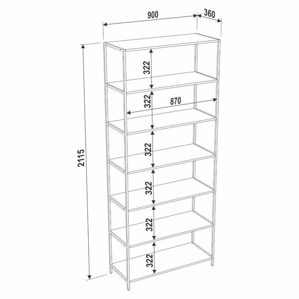 Imagem de Estante Estilo Industrial 90cm com 6 Prateleiras 27809 Steel Quadra Artesano