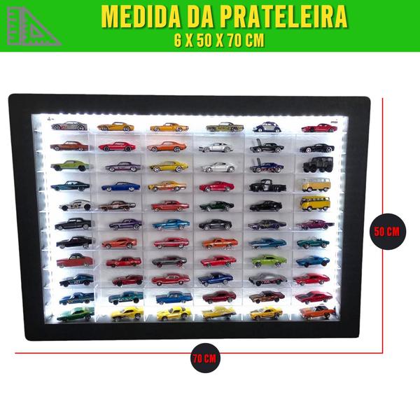 Imagem de Estante Expositor Coleção Miniaturas Hot 66 Nichos Led 1/64