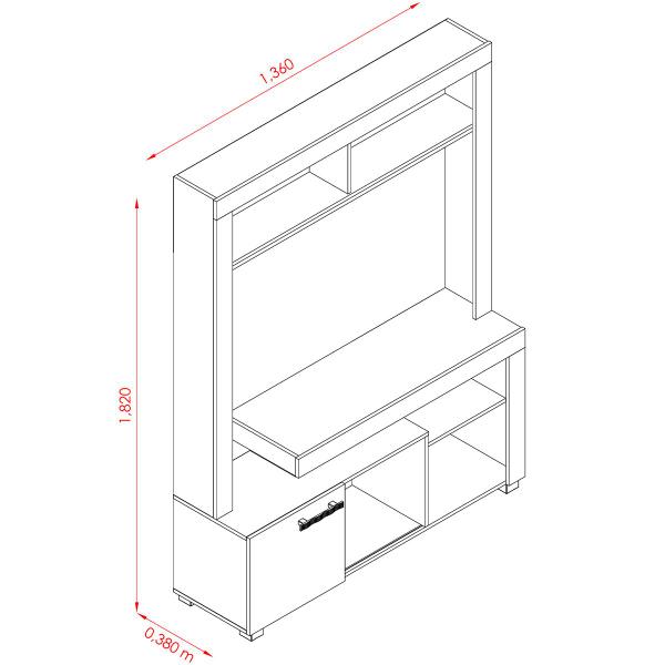 Imagem de Estante Flávia TVs até 50” 662130 Naturale Off White Madetec