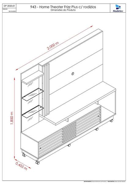 Imagem de Estante Frizz Plus para TV de até 60 polegadas (COM RODÍZIOS) - Cinamomo / Off White - Madetec