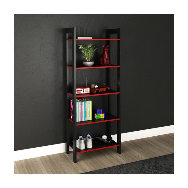 Imagem de Estante Gamer 5 Prateleiras 65x165,5x35,5 cm Preto/Vermelho