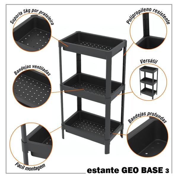 Imagem de Estante Geo Multiuso Organizador Compacto 3 Prateleiras 76cm