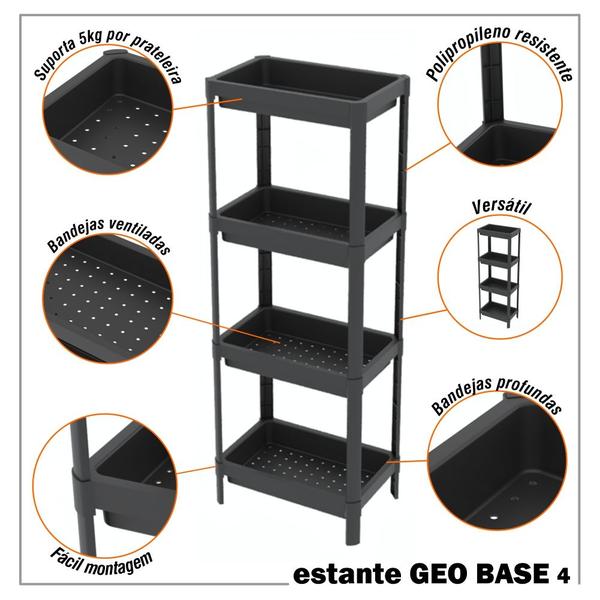 Imagem de Estante Geo Multiuso Organizador Compacto 4 Prateleiras 112cm