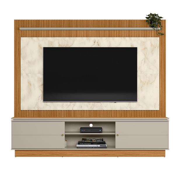 Imagem de Estante Home 215cm Valdivia Detalhe Marmorizado para Tv até 75 Nature/Off White G77 - Gran Belo