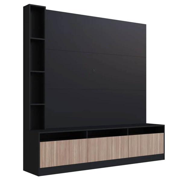 Imagem de Estante Home e Painel para TV 146cm com 7 nichos e 3 Portas ProDecor Preto Montana