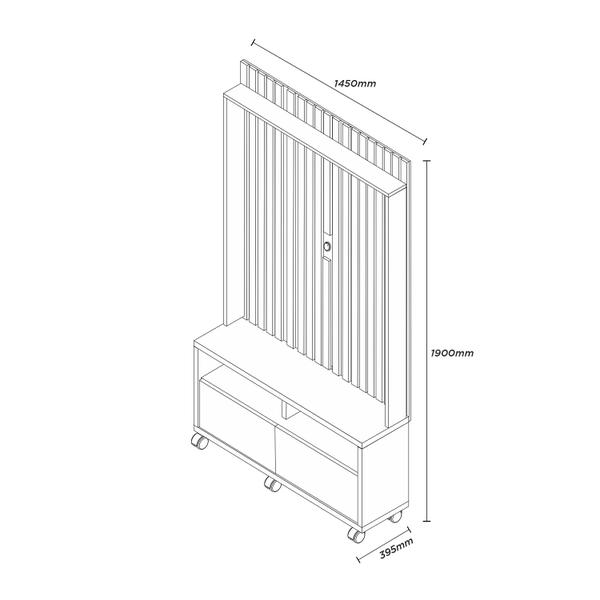 Imagem de Estante Home Estilos  Para Tv Até 55 Polegadas -2 Portas e Nicho -Ripado -Rodizio -Carmolar
