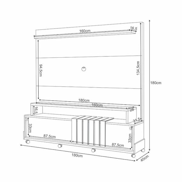 Imagem de Estante Home HB Bold Para TV Até 65" MDP/MDF 180x180x40cm