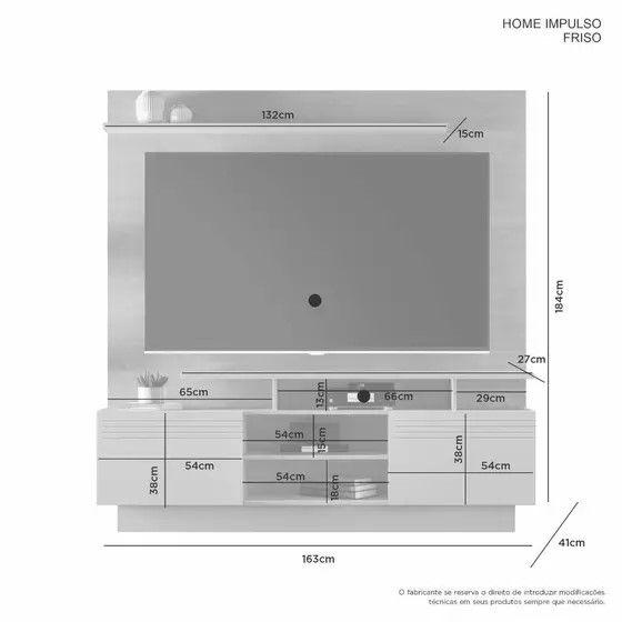 Imagem de Estante Home Impulso Para Tv até 65 Polegadas Com Friso Off White/Cinamomo JCM Móveis