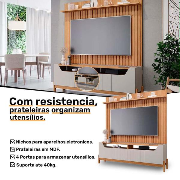 Imagem de Estante Home Moema com 4 Portas Espaço para TV até 70 Polegadas Permóbili Off White/Nature