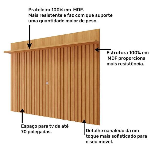 Imagem de Estante Home Moema com 4 Portas Painel para TV até 70 Polegadas Permóbili Grafite/Nature