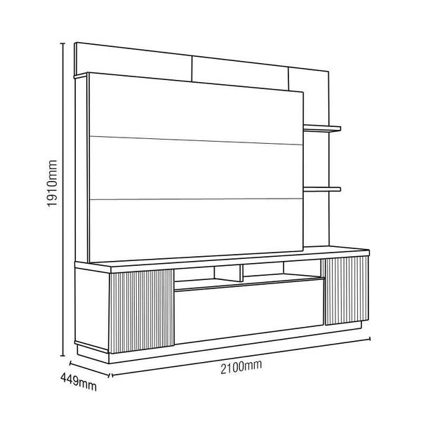 Imagem de Estante Home Niteroi 2,10m para TV de 70" Freijo/Off White/Preto Fosco - Colibri