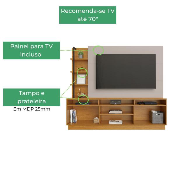 Imagem de Estante Home p/TV Até 70 Pol. Supremo JCM Cinamomo/Off-White