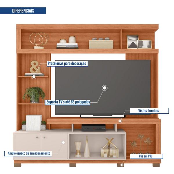 Imagem de Estante Home para Tv 55 Polegadas com 2 Portas Formosa Freijó/Off White