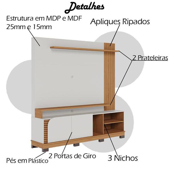 Imagem de Estante Home Para TV 75 Polegadas Jurere Freijo Off White Matte CLB