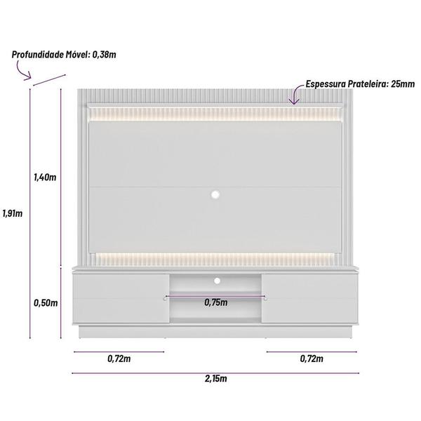 Imagem de Estante Home para TV 75 polegadas Ripado com Led Guararapes Linea Brasil