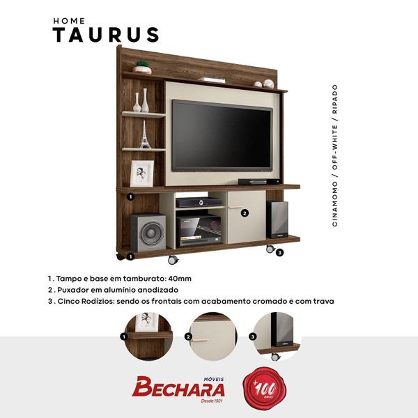 Imagem de Estante Home para Tv até 47 Polegadas 1 Porta Basculante Taurus Ipê/Off White