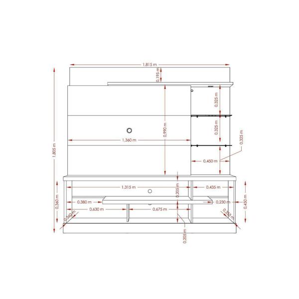 Imagem de Estante Home para TV até 55 Polegadas 1 Porta 5 Prateleiras 180cm Alan Madetec