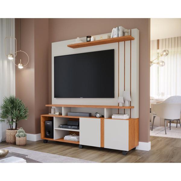 Imagem de Estante Home para TV até 55 Polegadas 2 Portas Valência Off White/Cinamomo