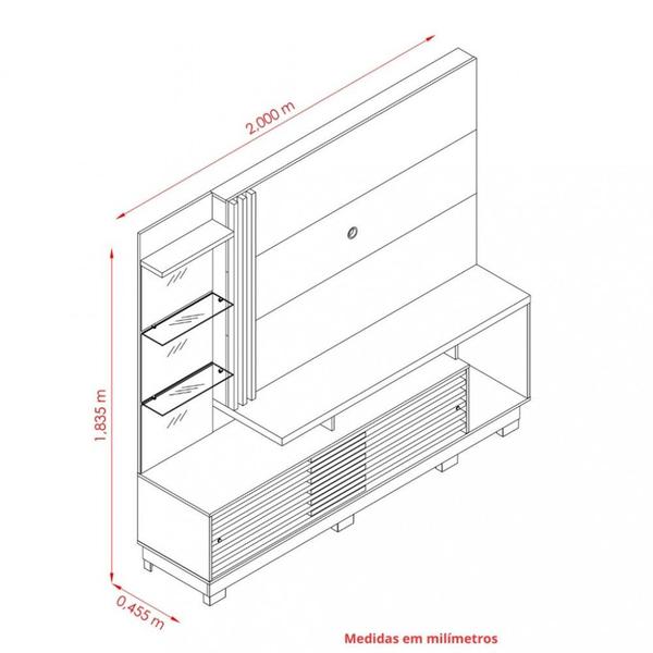 Imagem de Estante home para TV até 60 Polegadas 2 Portas Pes LED Frizz Plus Madetec