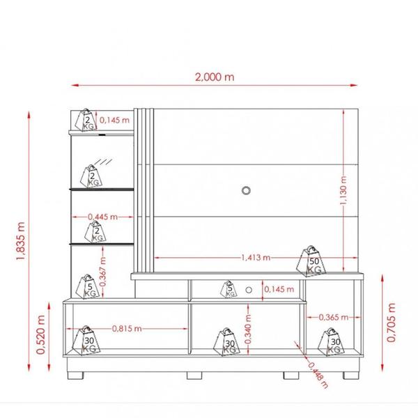 Imagem de Estante home para TV até 60 Polegadas 2 Portas Pes LED Frizz Plus Madetec