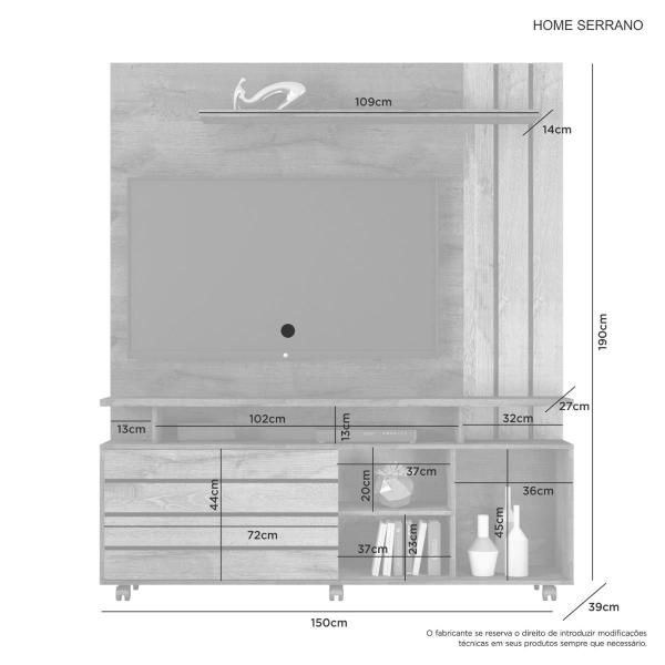 Imagem de Estante Home para TV até 65 Polegadas Serrano Porta Correr Flex - Jcm