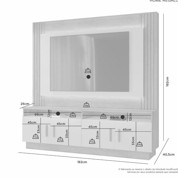 Imagem de Estante Home para TV até 65" Regalo JCM Cinamomo c/ Off/White