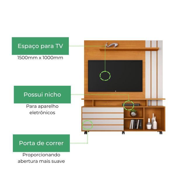 Imagem de Estante Home Para TV Até 65" Serrano JCM Cinamomo/Off-White