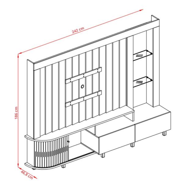 Imagem de Estante Home para TV até 70 Polegadas 1 Porta 2 Gavetas Le Mans Madetec