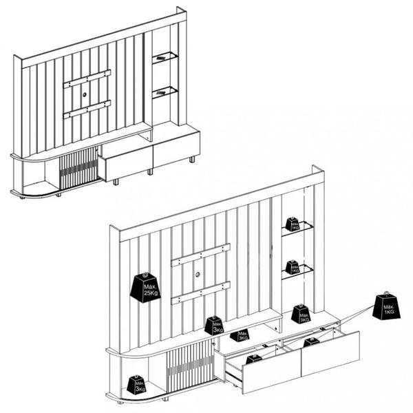 Imagem de Estante Home para TV até 70 Polegadas 1 Porta 2 Gavetas Le Mans Madetec