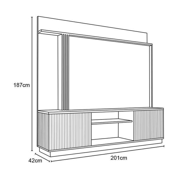 Imagem de Estante Home para TV Atlanta 2 Portas Cinamomo/Off White/Ripado - Bechara